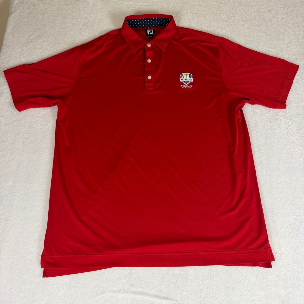 FootJoy Mens XL Ryder Cup 2020 Golf Polo Shirt Red USA Stretch Performance